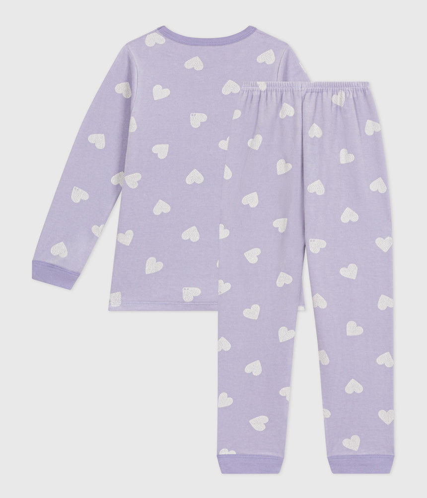 CHILDREN'S HEART-PRINT VELOUR PYJAMAS