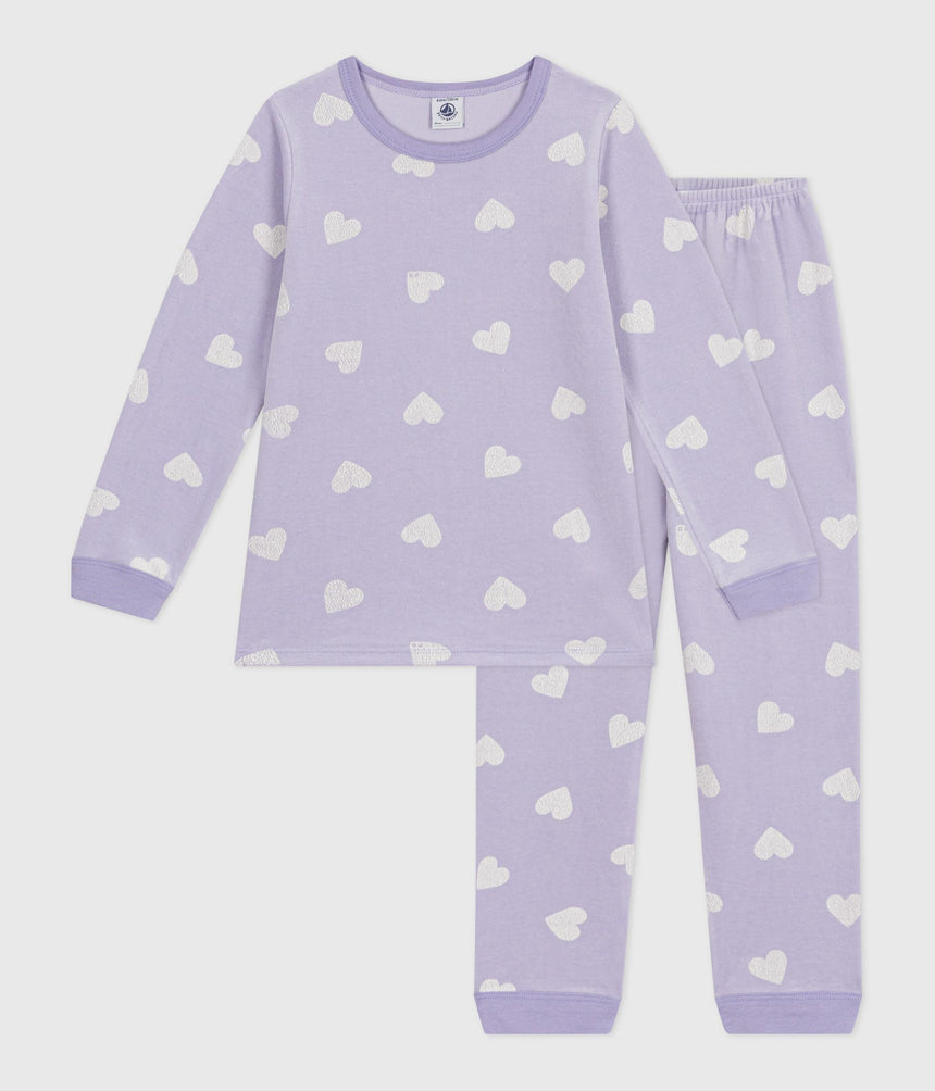 CHILDREN'S HEART-PRINT VELOUR PYJAMAS