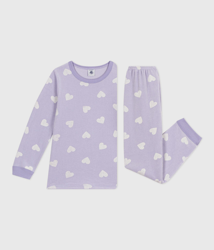 CHILDREN'S HEART-PRINT VELOUR PYJAMAS