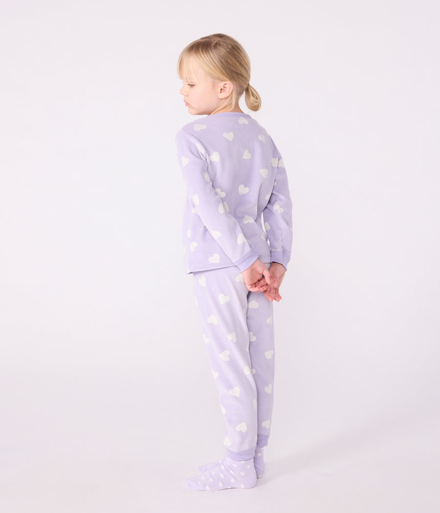CHILDREN'S HEART-PRINT VELOUR PYJAMAS