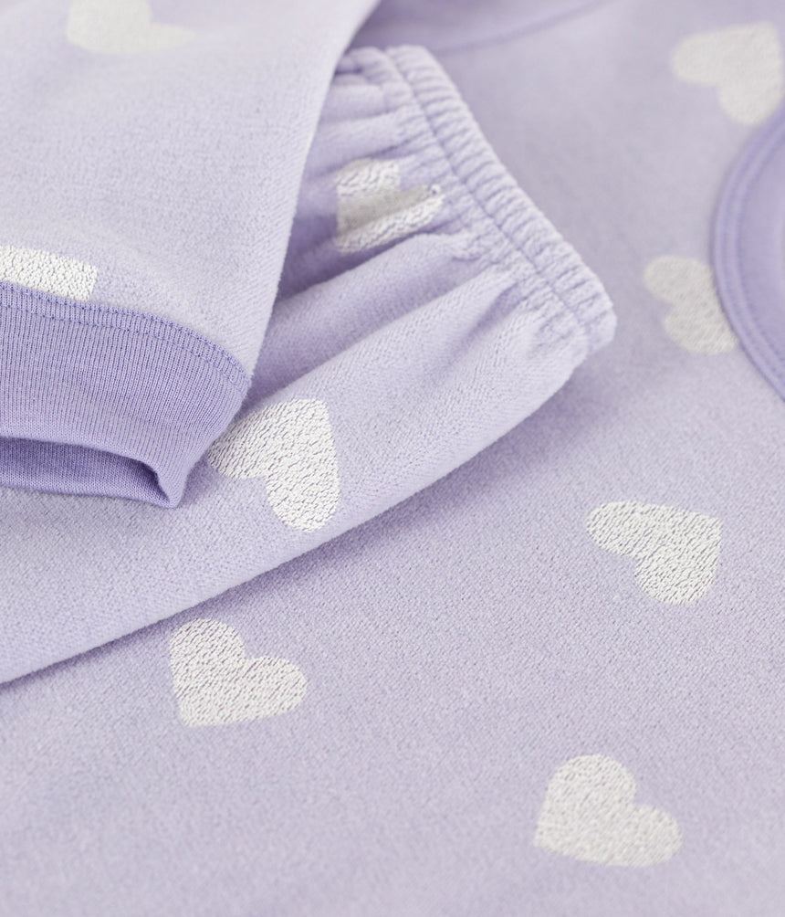 CHILDREN'S HEART-PRINT VELOUR PYJAMAS