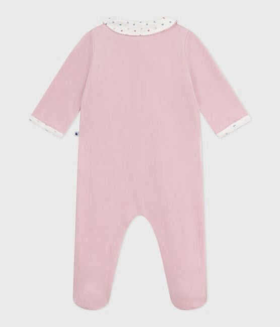 BABIES VELOUR PYJAMA SUIT WITH A COLLAR