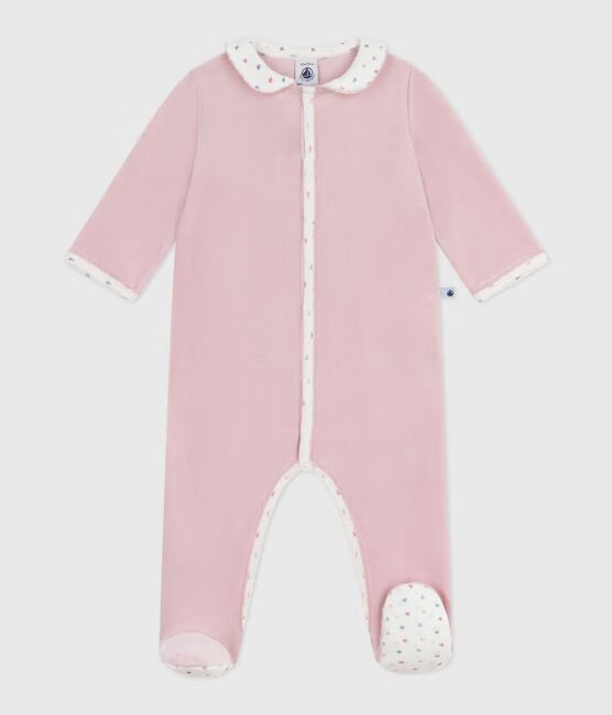 BABIES VELOUR PYJAMA SUIT WITH A COLLAR