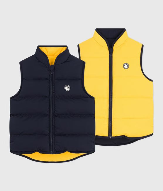 CHILDREN'S REVERSIBLE TWO-TONE SLEEVELESS PUFFER JACKET