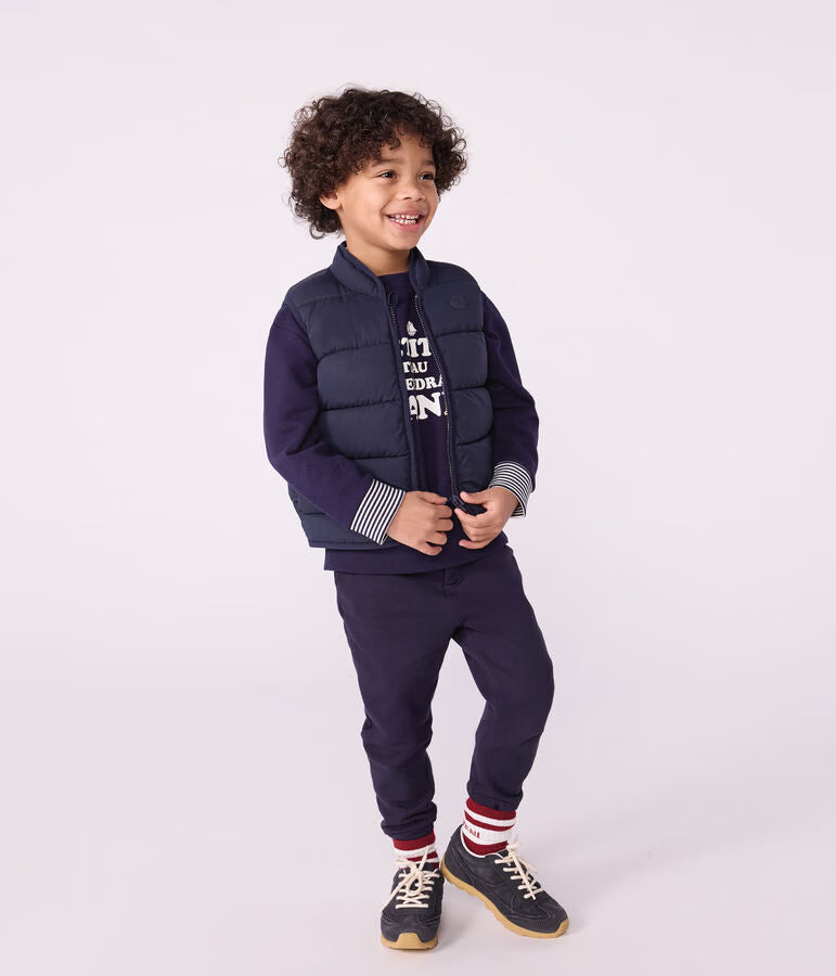 CHILDREN'S REVERSIBLE TWO-TONE SLEEVELESS PUFFER JACKET