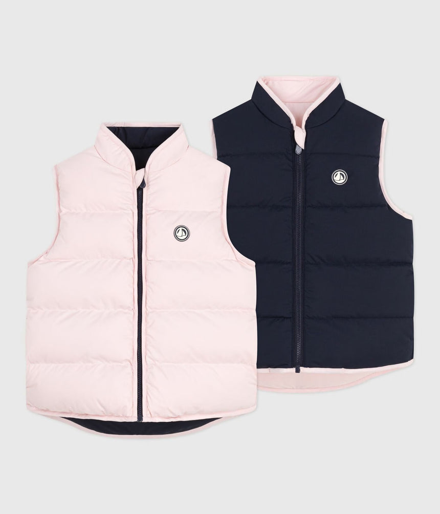 CHILDREN'S REVERSIBLE TWO-TONE SLEEVLESS PUFFER JACKETS