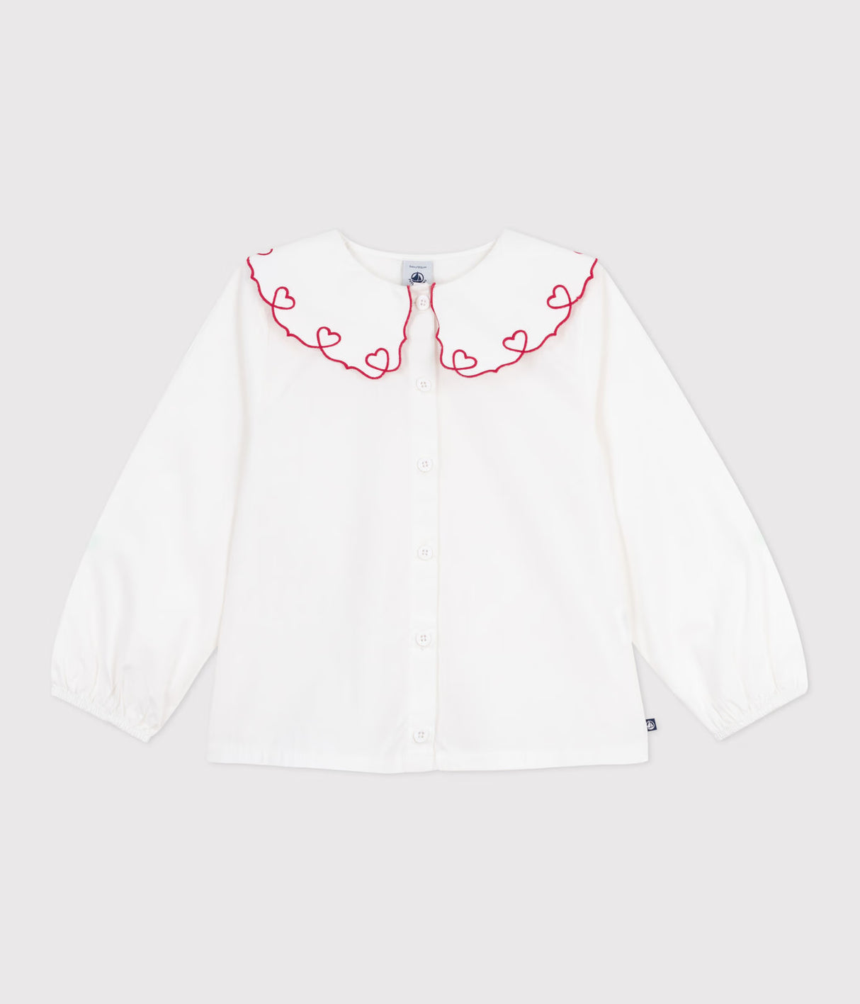 CHILDREN'S LONG-SLEEVED PLAIN COTTON POPLIN BLOUSE