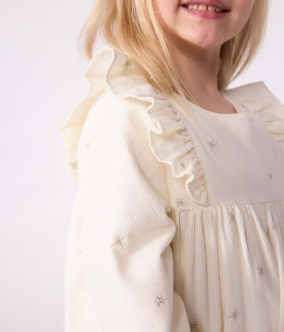 CHILDREN’S LONG-SLEEVED PLAIN CORDUROY DRESS