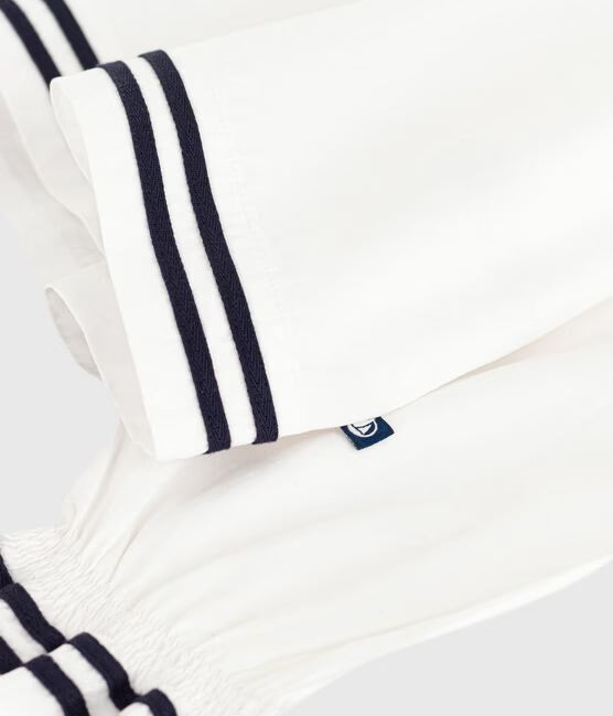 CHILDRENS LONG-SLEEVED PLAIN COTTON POPLIN BLOUSE