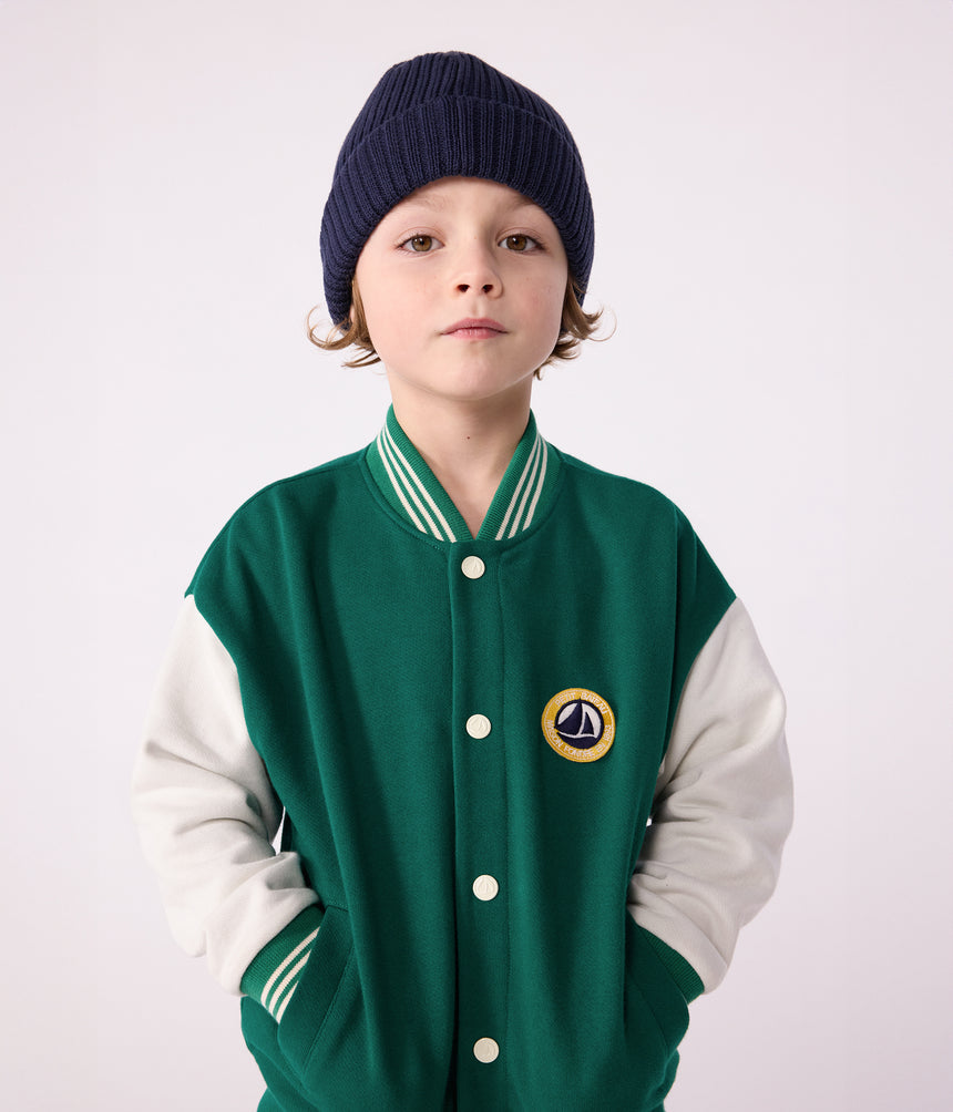 CHILDREN'S VARSITY-STYLE JACKET IN PLAIN COTTON