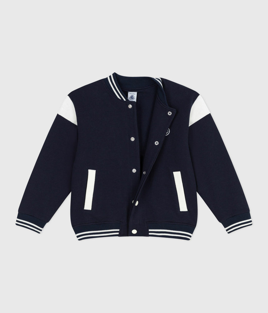 CHILDRENS' VARSITY STYLE JACKET IN PLAIN COTTON