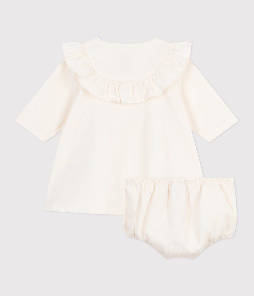 BABIES EMBROIDERED CORDUROY SPRECIAL OCCASION DRESS AND BLOOMERS