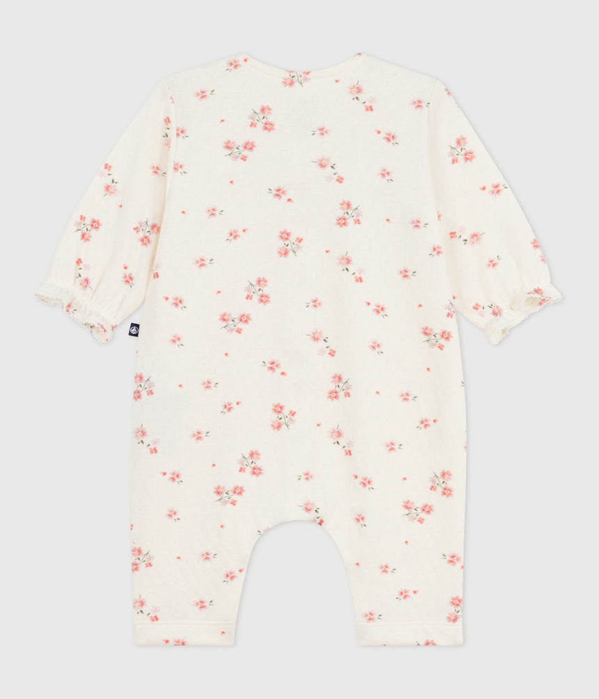 BABIES' FLORAL PRINT RUFFLED COTTON PLAYSUIT