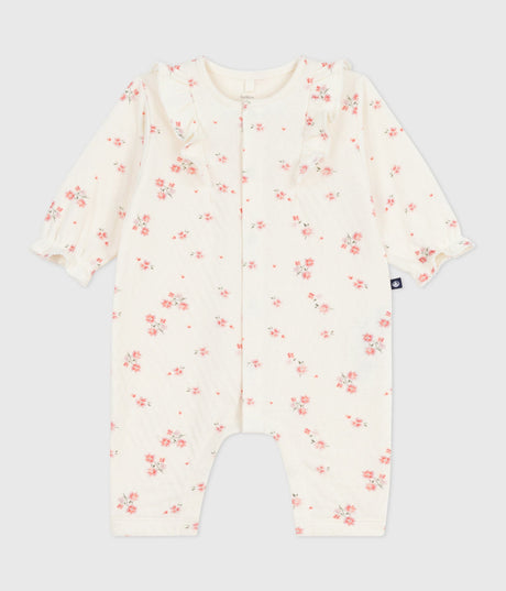BABIES' FLORAL PRINT RUFFLED COTTON PLAYSUIT