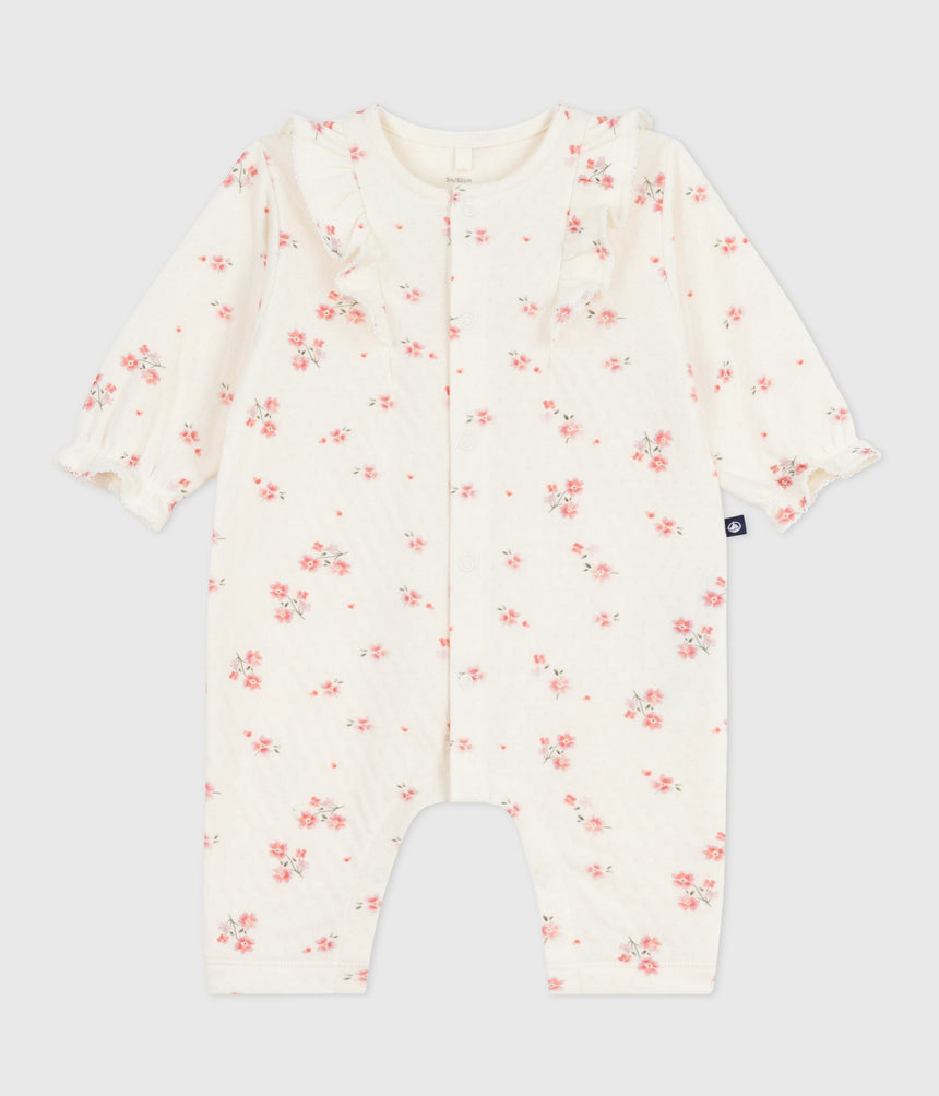 BABIES' FLORAL PRINT RUFFLED COTTON PLAYSUIT