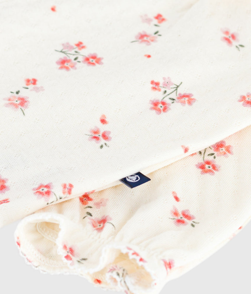 BABIES' FLORAL PRINT RUFFLED COTTON PLAYSUIT