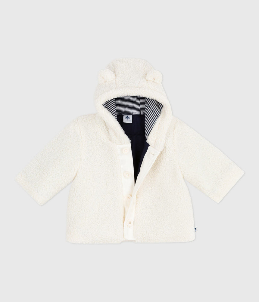 BABIES' PADDED SHERPA COAT WITH A HOOD