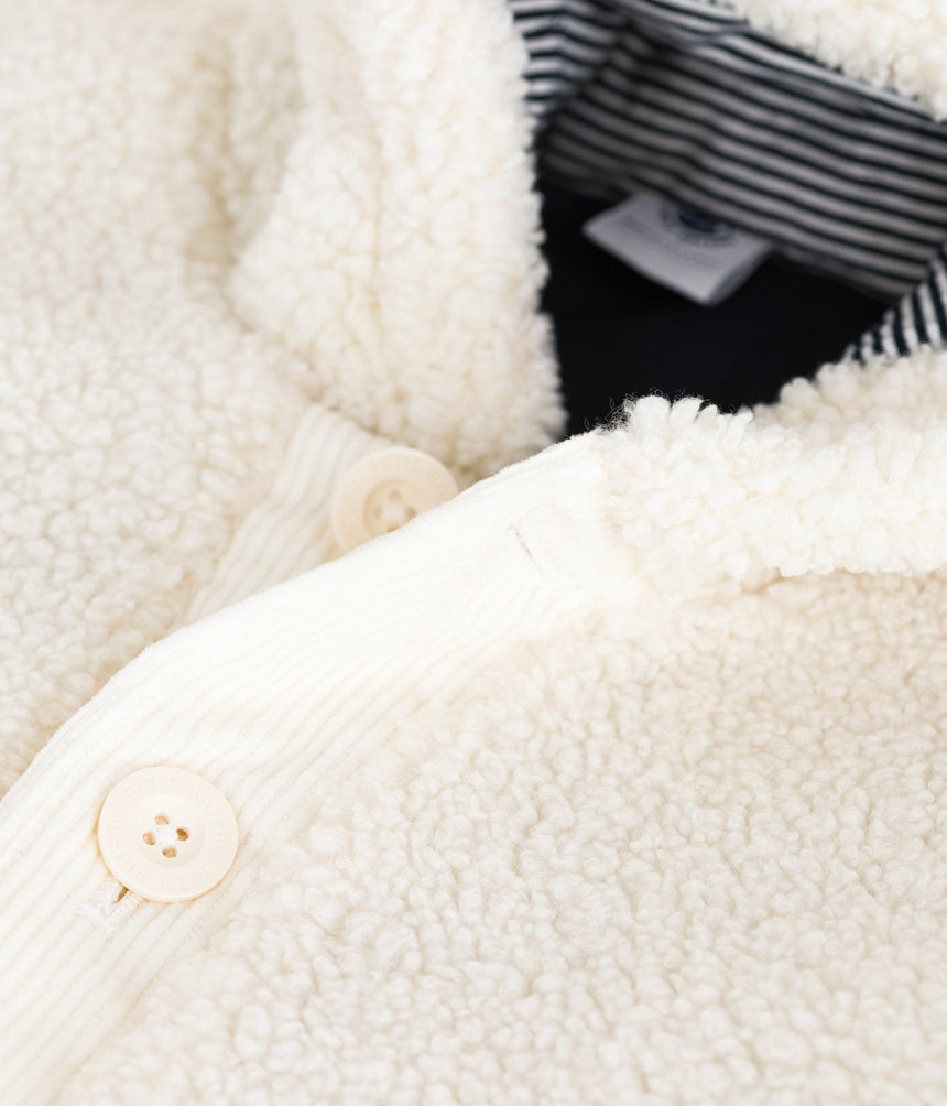 BABIES' PADDED SHERPA COAT WITH A HOOD