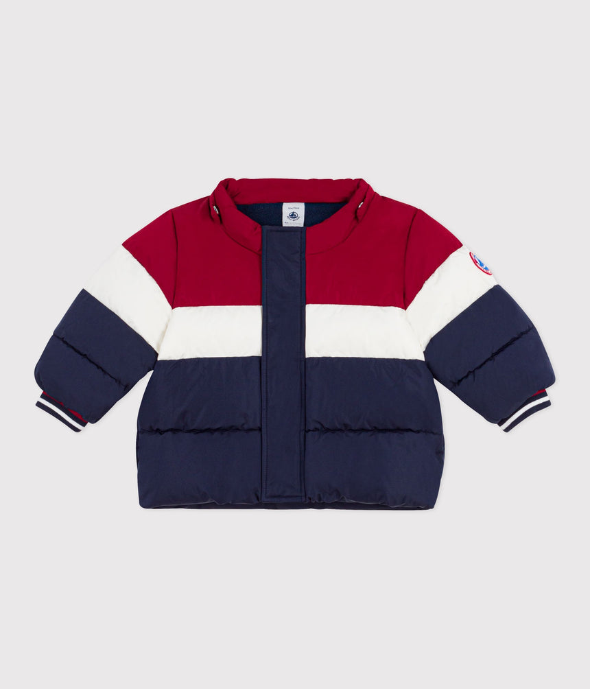 BABIES' LIGHT PLAIN COLOR BLOCK PUFFER JACKET