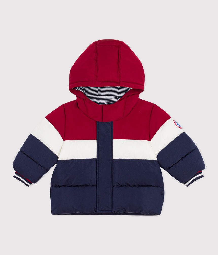 BABIES' LIGHT PLAIN COLOR BLOCK PUFFER JACKET