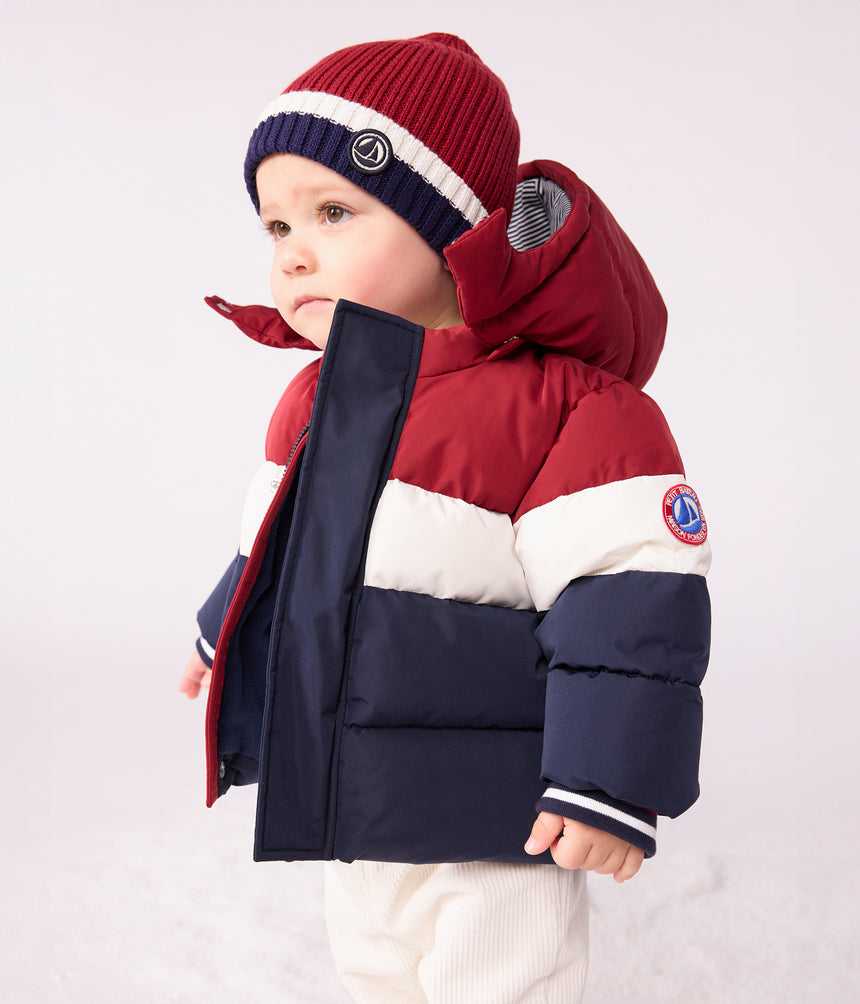 BABIES' LIGHT PLAIN COLOR BLOCK PUFFER JACKET