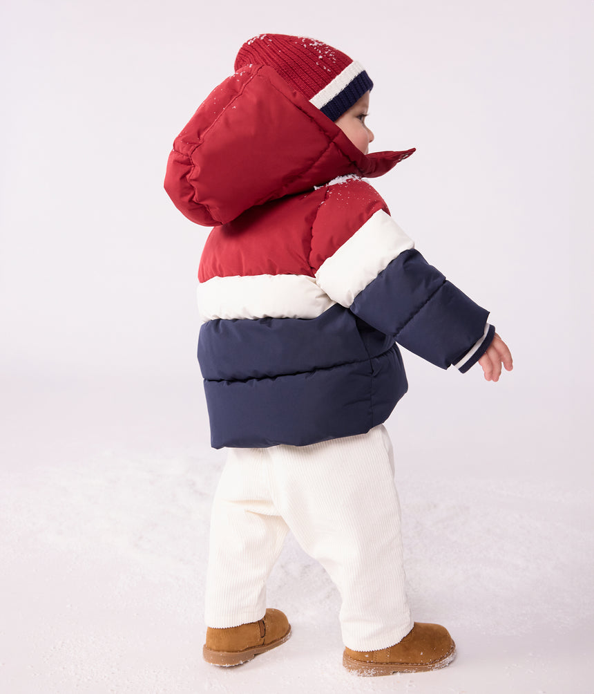 BABIES' LIGHT PLAIN COLOR BLOCK PUFFER JACKET