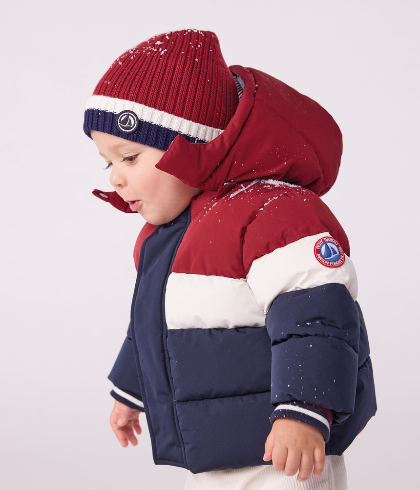 BABIES' LIGHT PLAIN COLOR BLOCK PUFFER JACKET