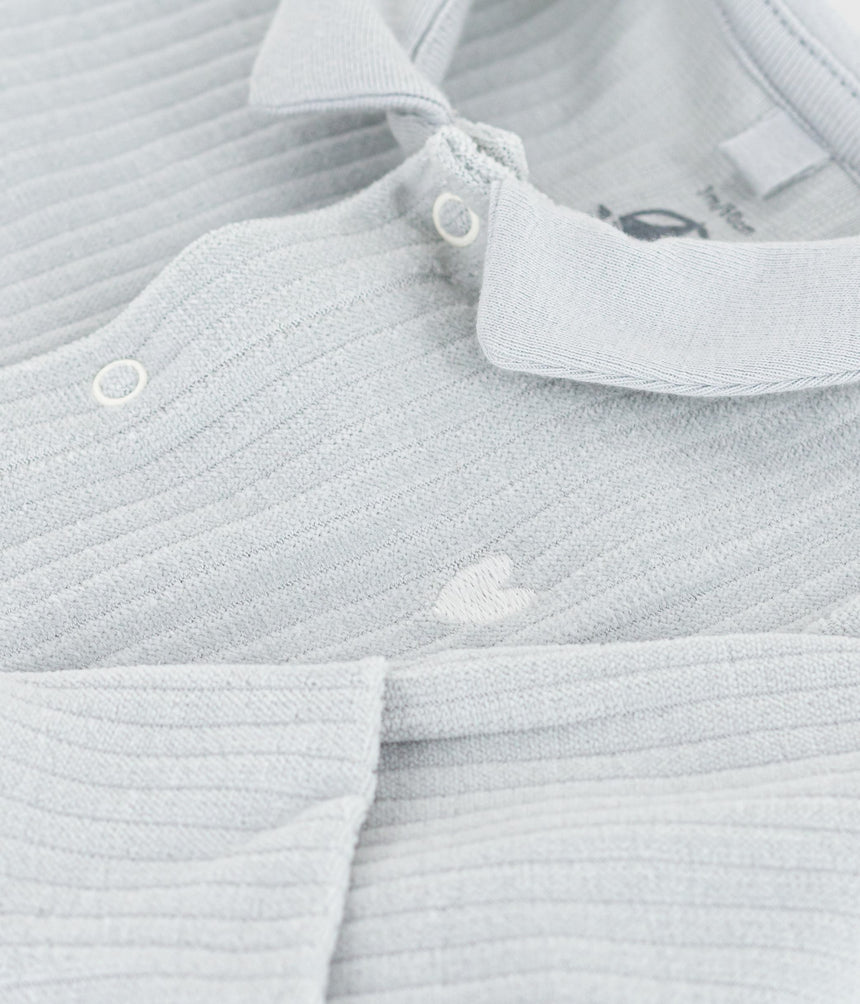 BABIES' PLAIN VELOUR PYJAMA SUIT WITH A COLLAR