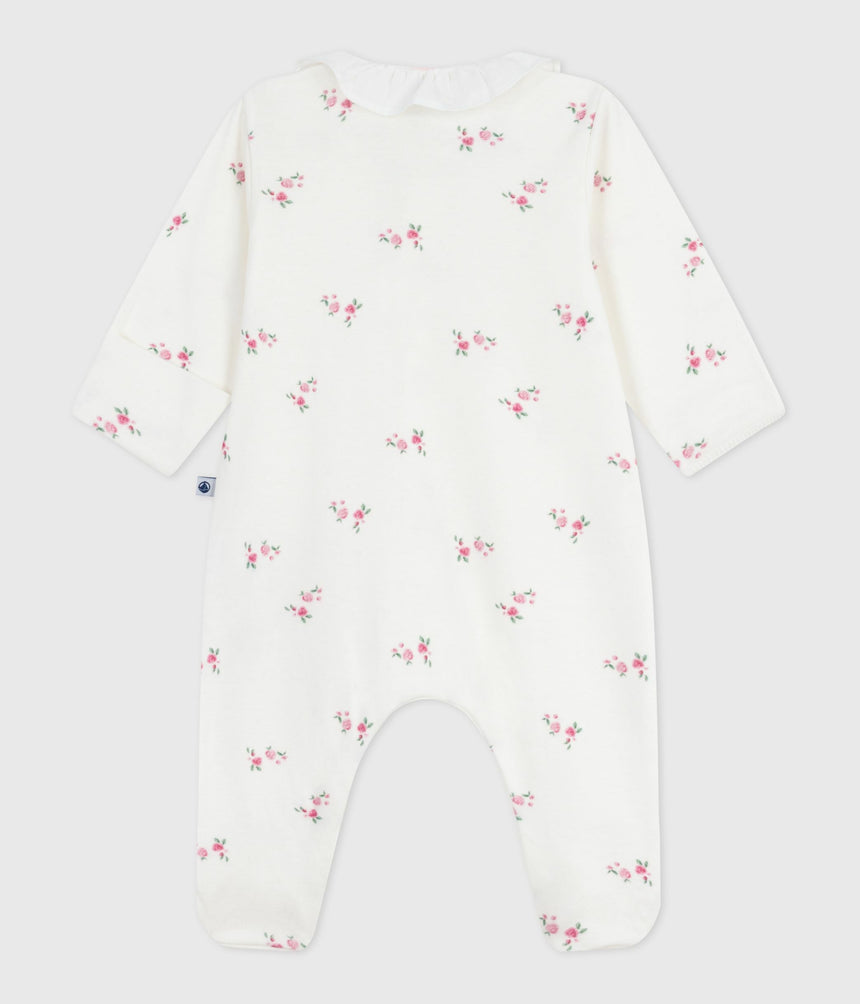 BABIES FLORAL COTTON PYJAMA SUIT WITH A COLLAR