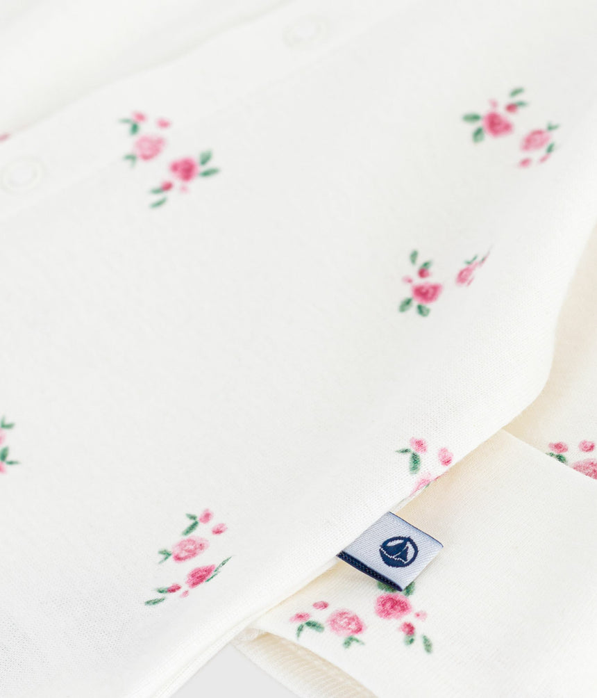 BABIES FLORAL COTTON PYJAMA SUIT WITH A COLLAR