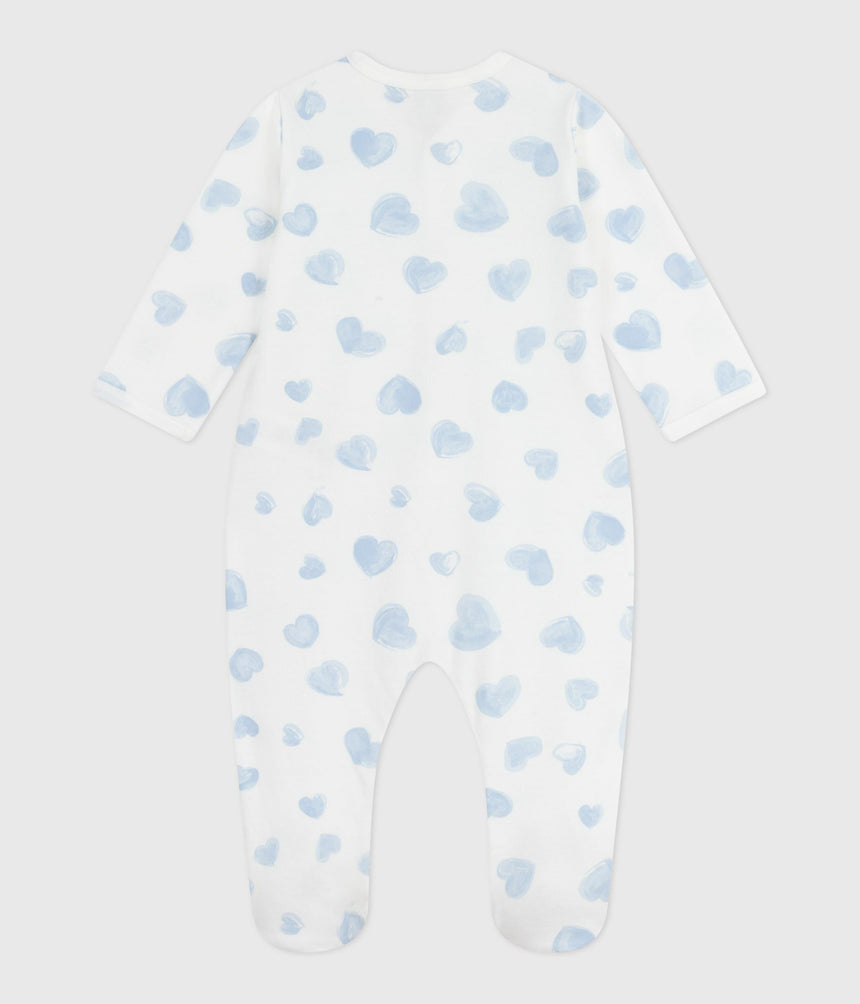 BABIES' BRUSHED FLEECE HEART-PRINT PYJAMAS WITH A COLLAR