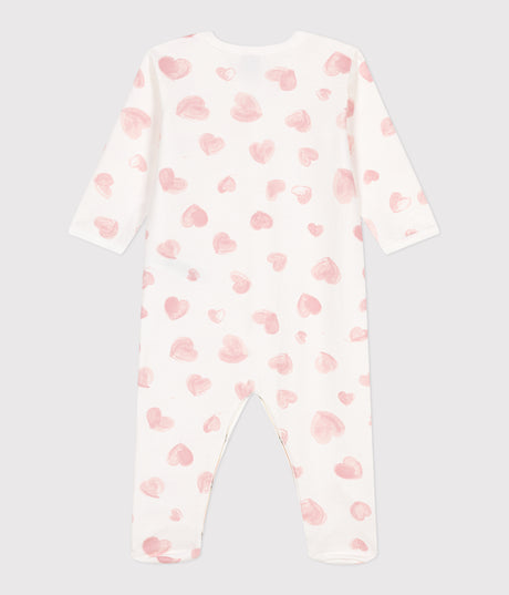 BABIES' BRUSHED FLEECE HEART PRINT PYJAMAS WITH A COLLAR