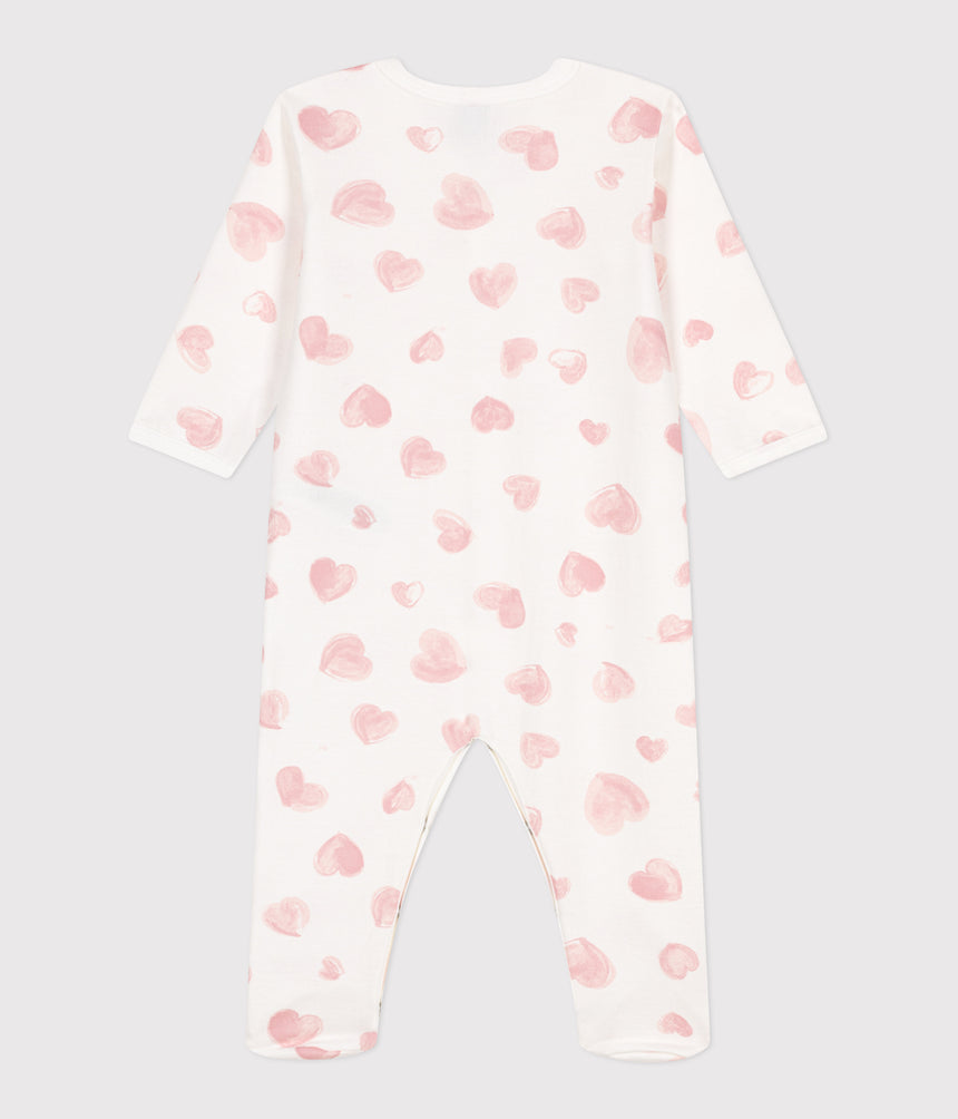 BABIES' BRUSHED FLEECE HEART PRINT PYJAMAS WITH A COLLAR