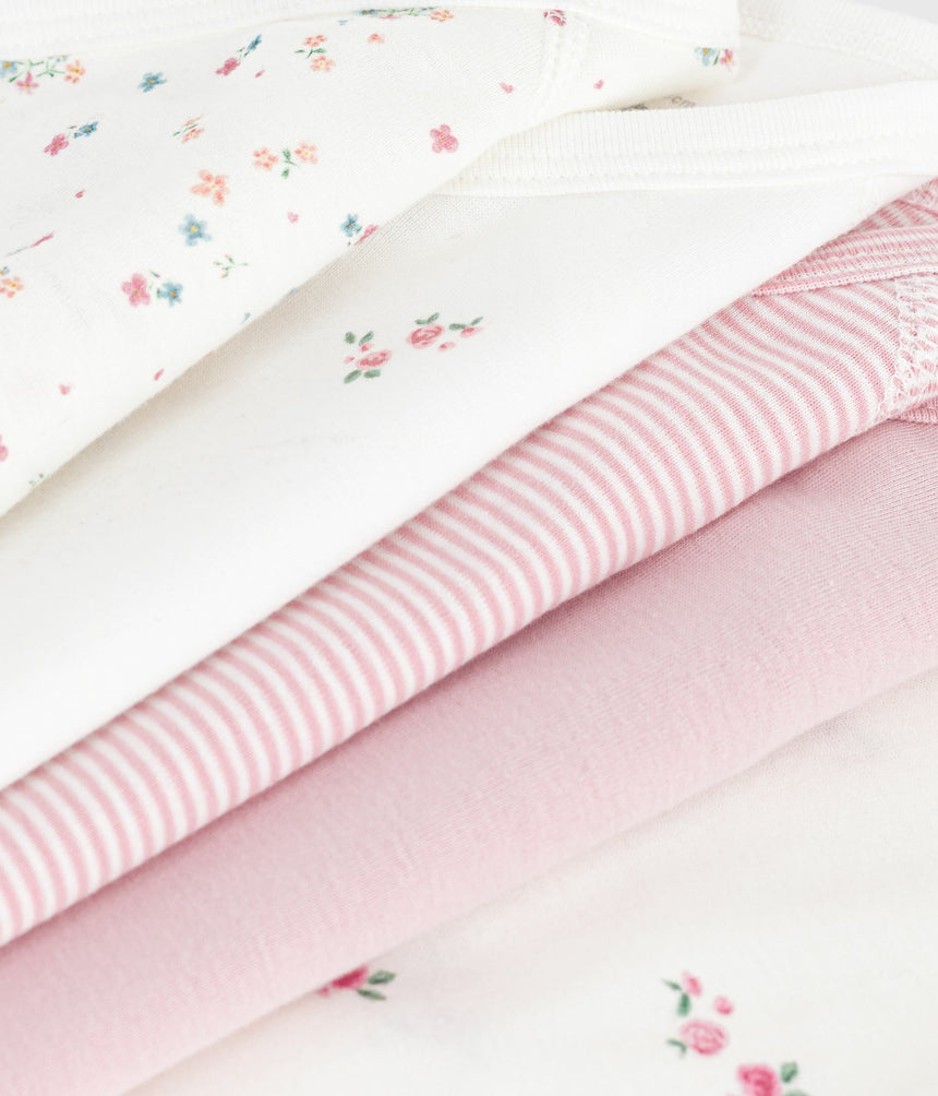 PACK OF BABIES LONG-SLEEVED PRINTED COTTON WRAPOVER BODIES