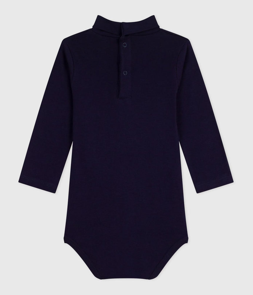BABIES' PLAIN COTTON ROLL NECK BODY