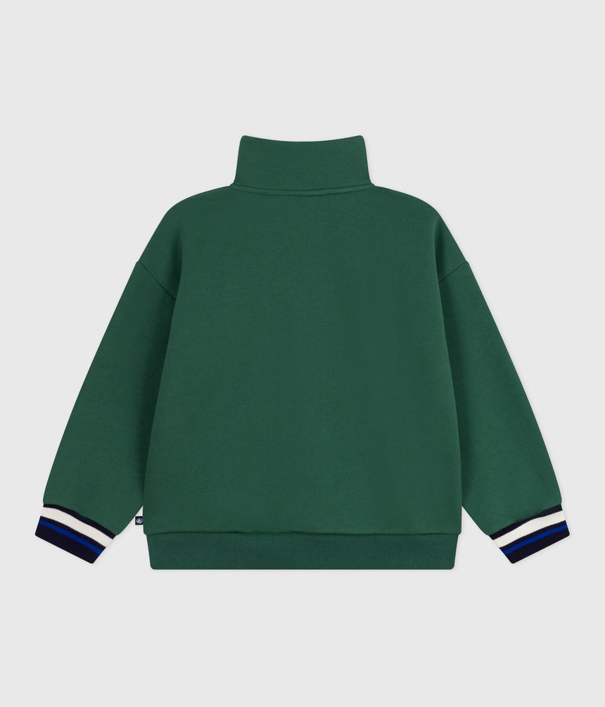 CHILDREN'S PLAIN SHAWL COLLARED COTTON SWEATSHIRT