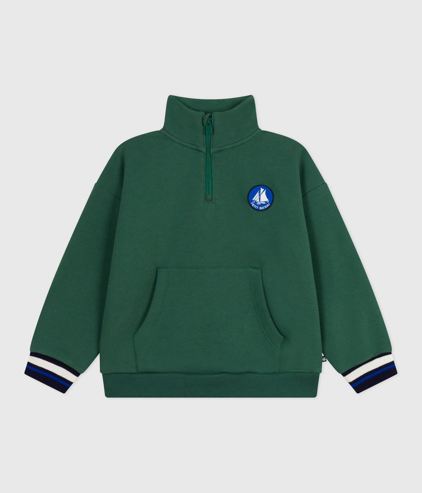 CHILDREN'S PLAIN SHAWL COLLARED COTTON SWEATSHIRT