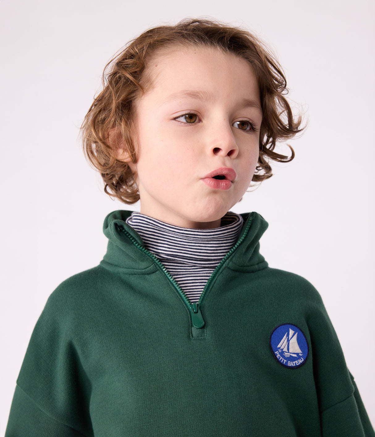 CHILDREN'S PLAIN SHAWL COLLARED COTTON SWEATSHIRT