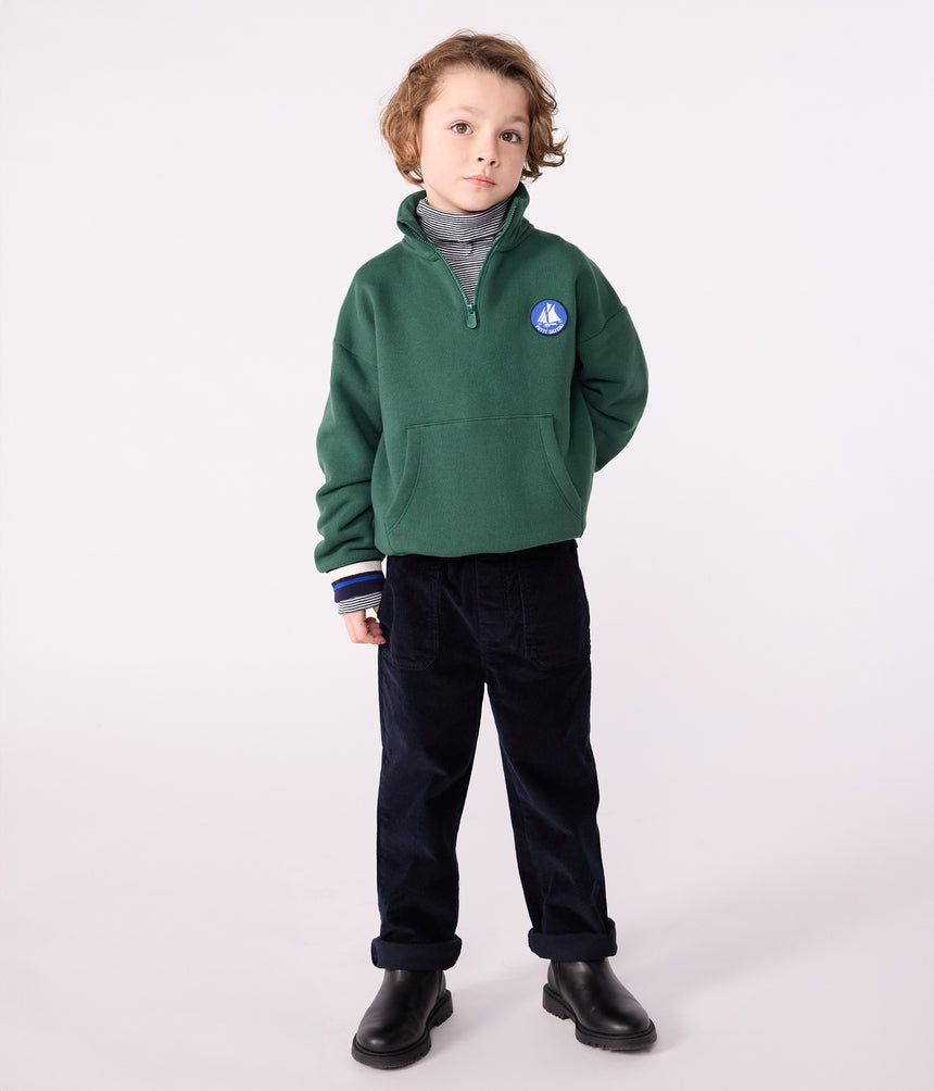 CHILDREN'S PLAIN SHAWL COLLARED COTTON SWEATSHIRT