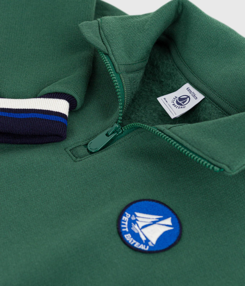 CHILDREN'S PLAIN SHAWL COLLARED COTTON SWEATSHIRT