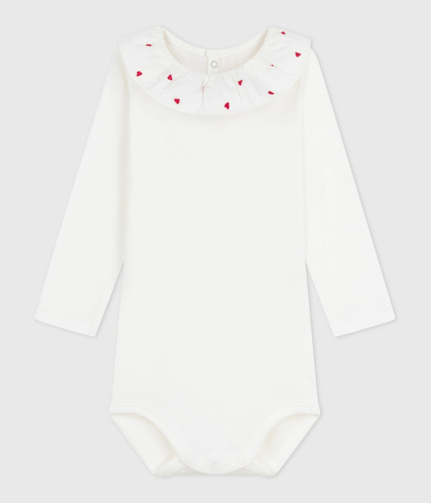 BABIES' PLAIN COTTON BODY WITH AN EMBROIDERED COLLAR