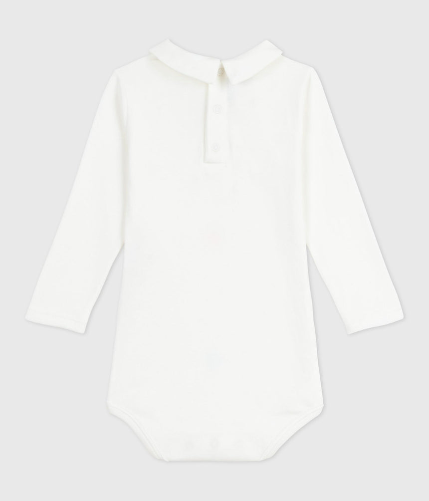 BABIES PLAIN COTTON BODY WITH AN EMBROIDERED COLLAR