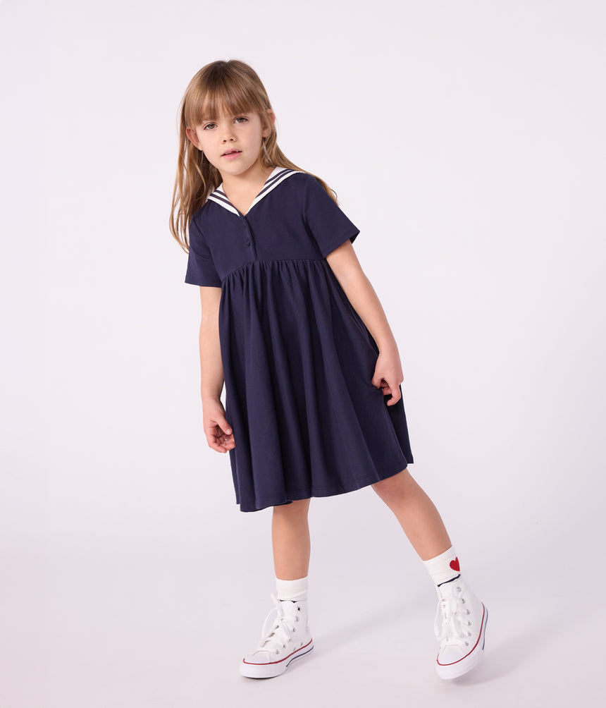 CHILDREN'S SHORT-SLEEVED PLAIN COTTON DRESS