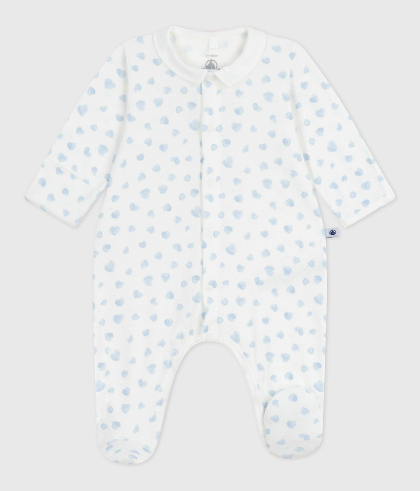 BABIES HEART COTTON PYJAMA SUIT WITH A COLLAR
