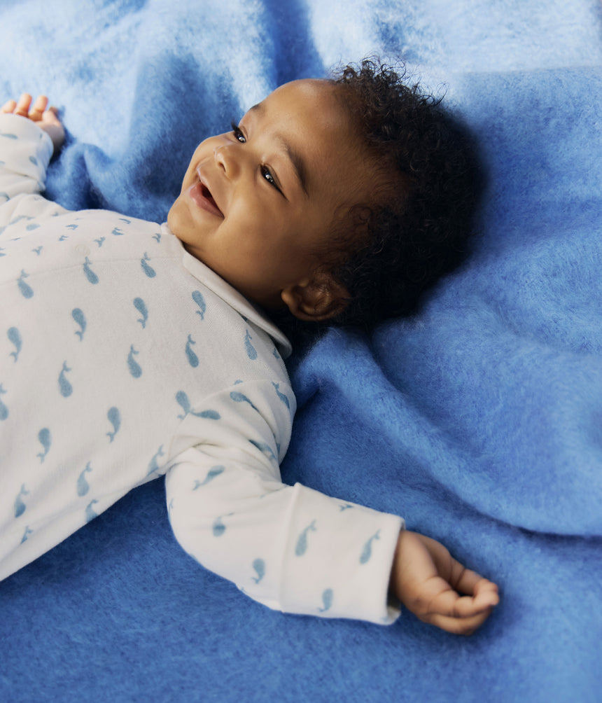 BABIES WHALE-PRINT VELOUR PYJAMA SUIT WITH A COLLAR