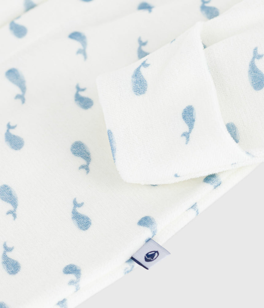 BABIES WHALE-PRINT VELOUR PYJAMA SUIT WITH A COLLAR