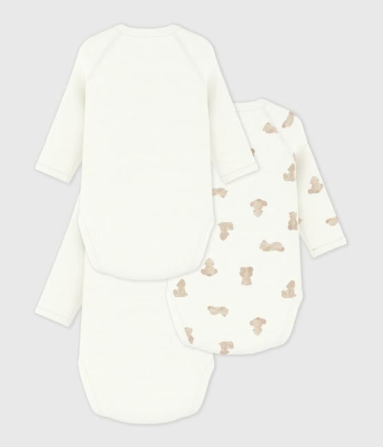 PACK OF BABIES' LONG-SLEEVED PRINTED COTTON WRAPOVER BODIES