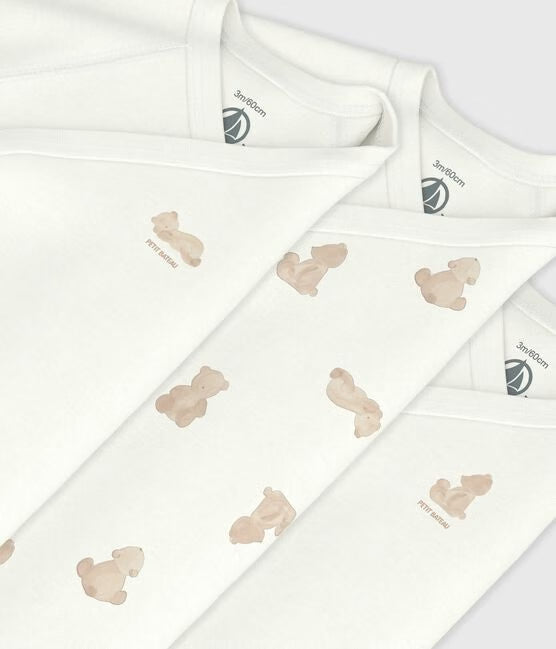 PACK OF BABIES' LONG-SLEEVED PRINTED COTTON WRAPOVER BODIES