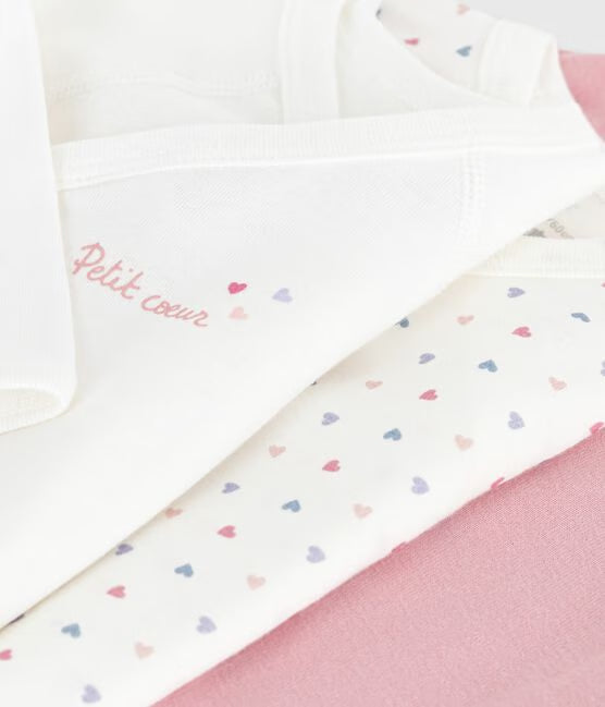 PACK OF BABIES' LONG-SLEEVED PRINTED COTTON WRAPOVER BODIES