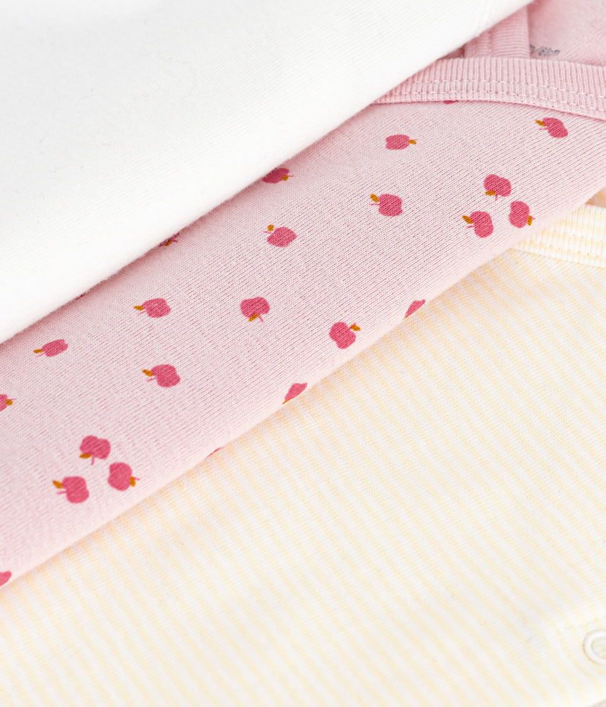 PACK OF BABIES LONG-SLEEVED PRINRED COTTON WRAP OVER BODIES